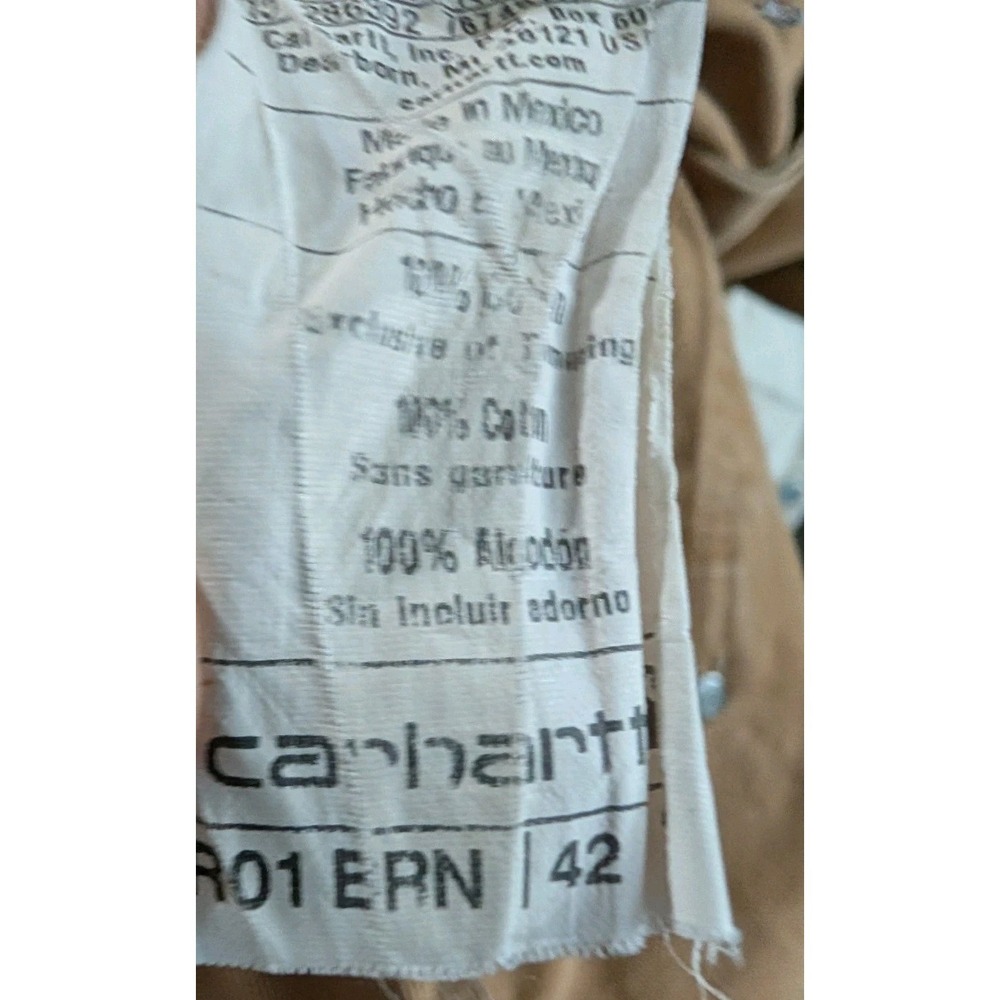 Vintage Carhartt Bib Overalls Double Knee Mens 42x32 (40x30) RO1 BRN Duck *See - Picture 6 of 16